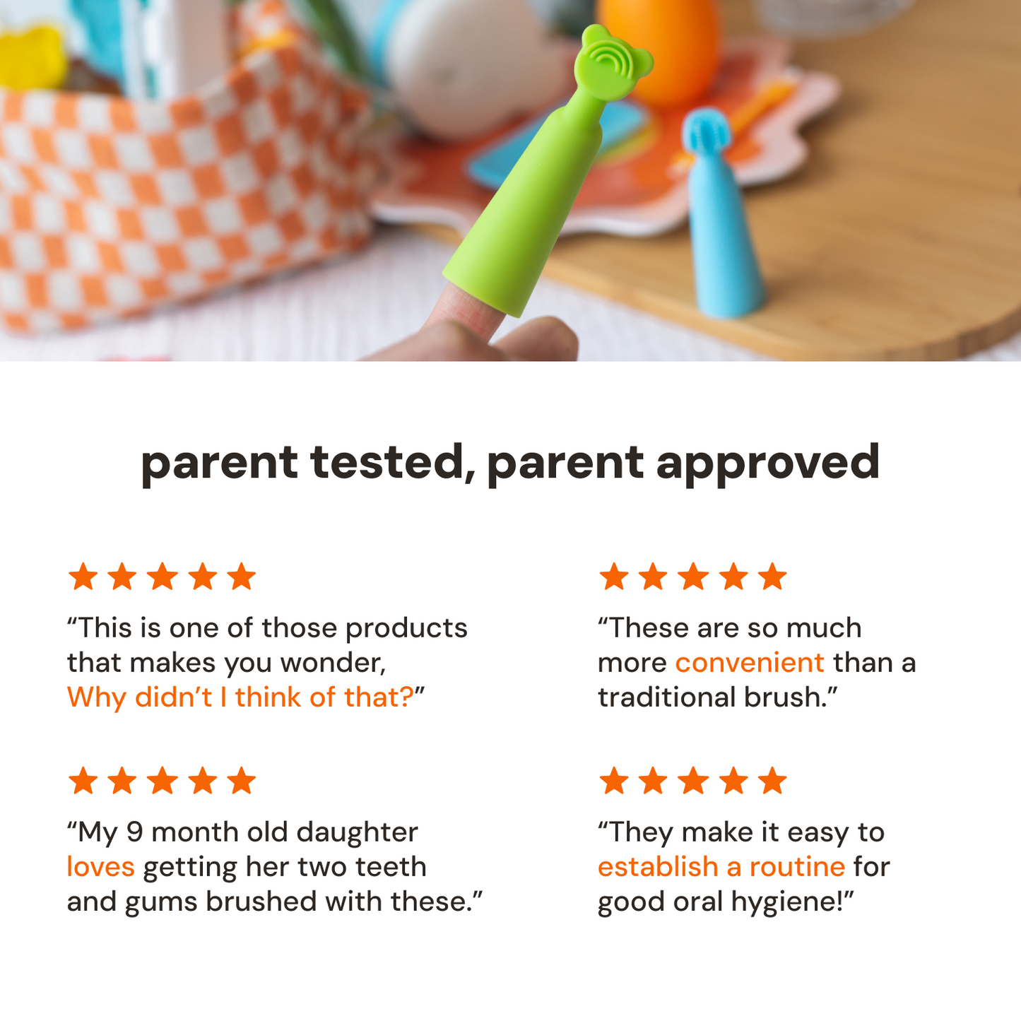 baby finger brush and tongue scraper